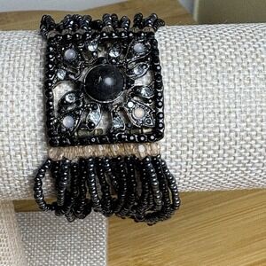 Unbranded Black Beaded Multi Strand Bling Bracelet